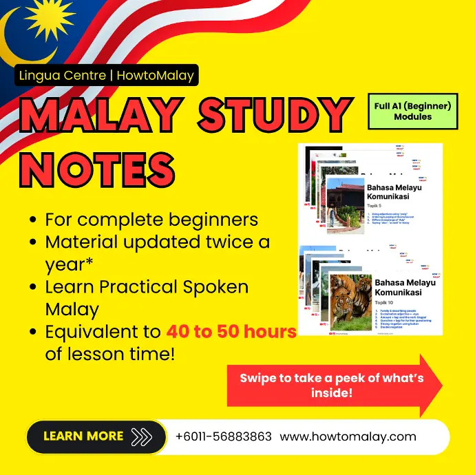 A1 Spoken Malay Lesson Notes (PDF) (Full Modules)